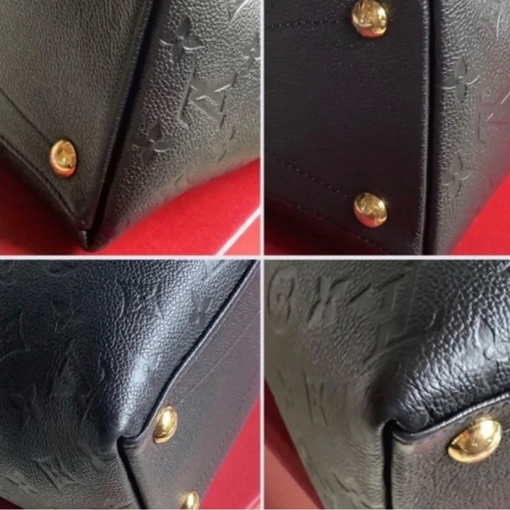LOUIS VUITTON V Tote MM Black Leather Handbag EUC & Authentic - Picture 6 of 15